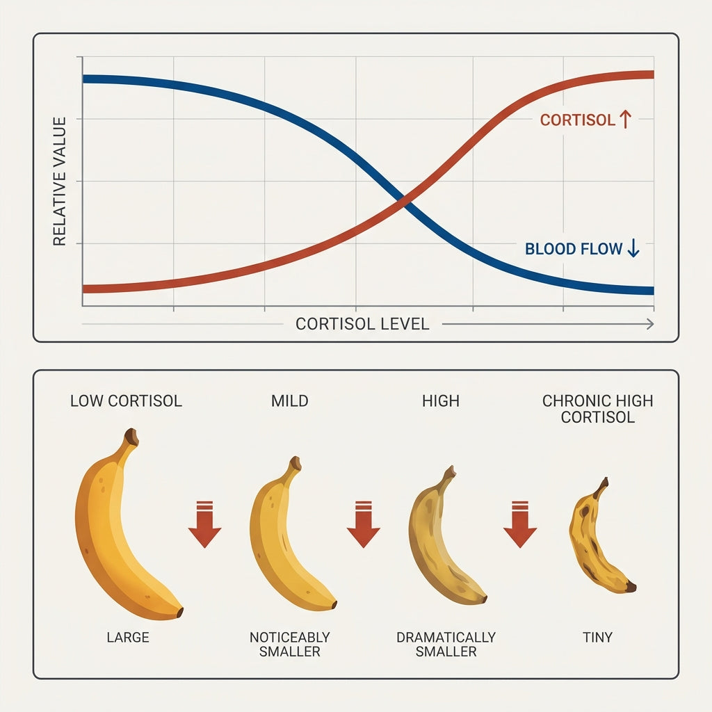 Cortisol restricting blood flow to erection tissue