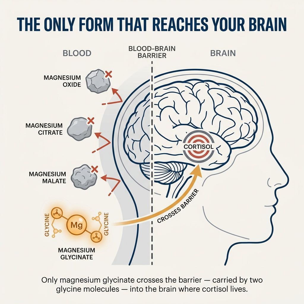 Magnesium glycinate crossing the blood-brain barrier via glycine transport