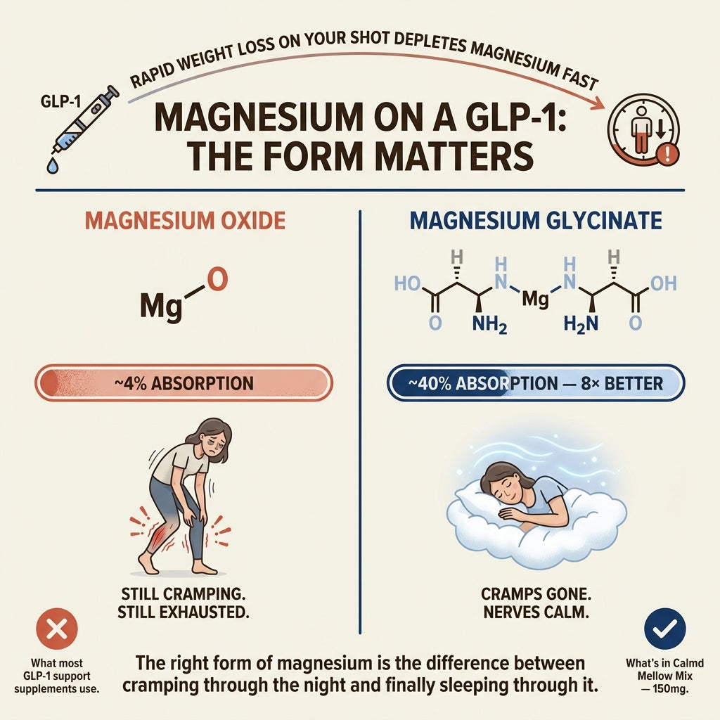Magnesium glycinate vs magnesium oxide — the form matters on a GLP-1