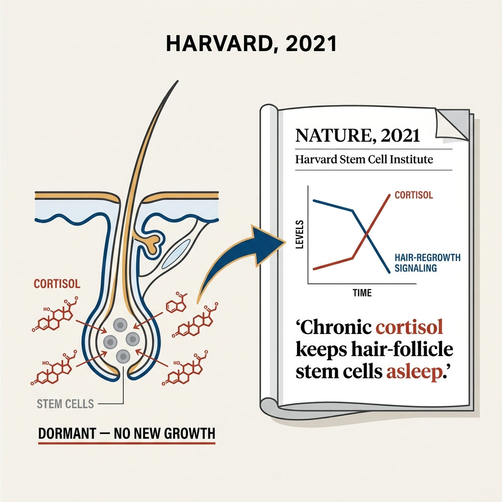 Hair follicle stem cells kept dormant by cortisol, 2021 Harvard Nature study