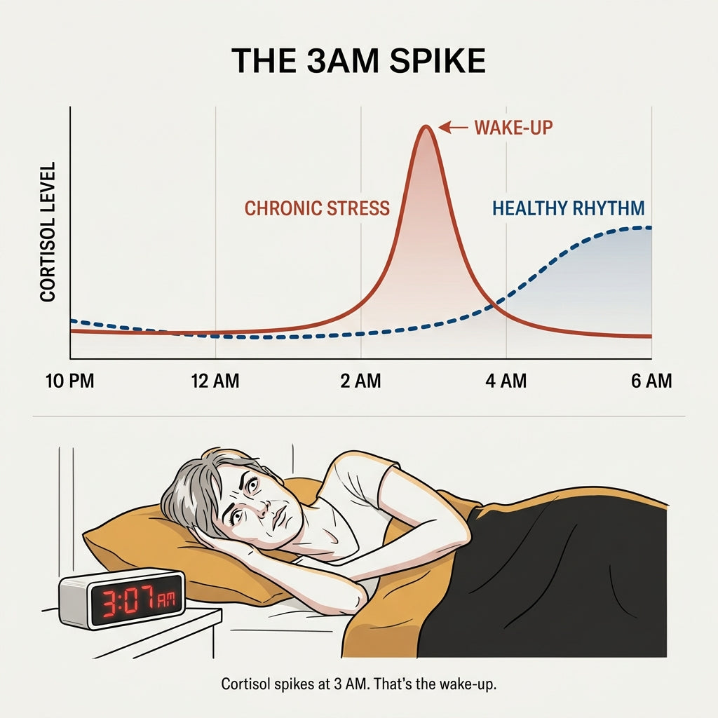 Cortisol spiking mid-night at 3AM, waking you up wired