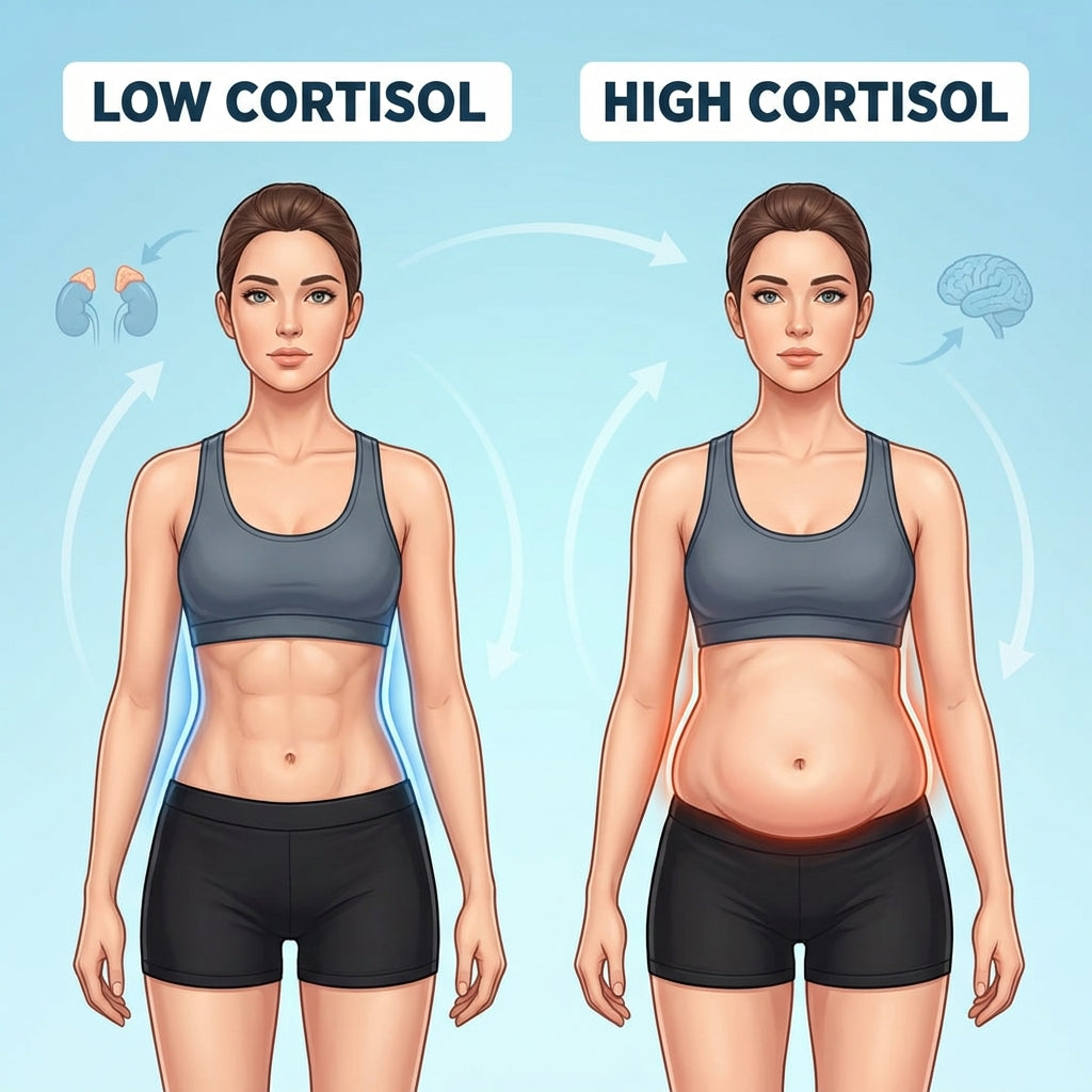 Low cortisol lean midsection versus high cortisol belly fat in women